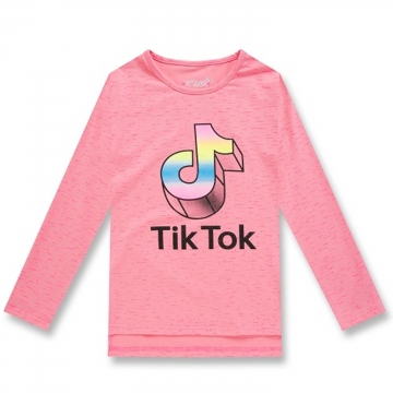 Dívčí tričko dlouhý rukáv nota TIK TOK Kugo - růžová