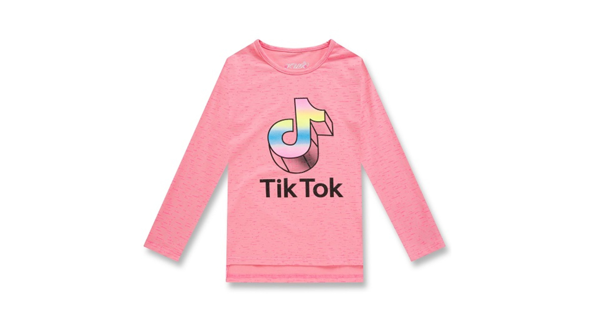 Dívčí tričko dlouhý rukáv nota TIK TOK Kugo - růžová
