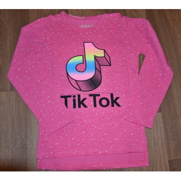 Dívčí tričko dlouhý rukáv nota TIK TOK Kugo - růžová