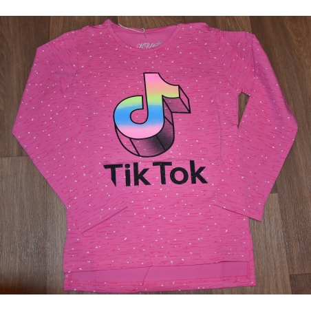Dívčí tričko dlouhý rukáv nota TIK TOK Kugo - růžová