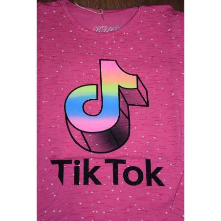 Dívčí tričko dlouhý rukáv nota TIK TOK Kugo - růžová