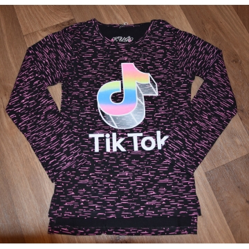 Dívčí tričko dlouhý rukáv nota TIK TOK Kugo -černá