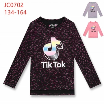 Dívčí tričko dlouhý rukáv nota TIK TOK Kugo -černá