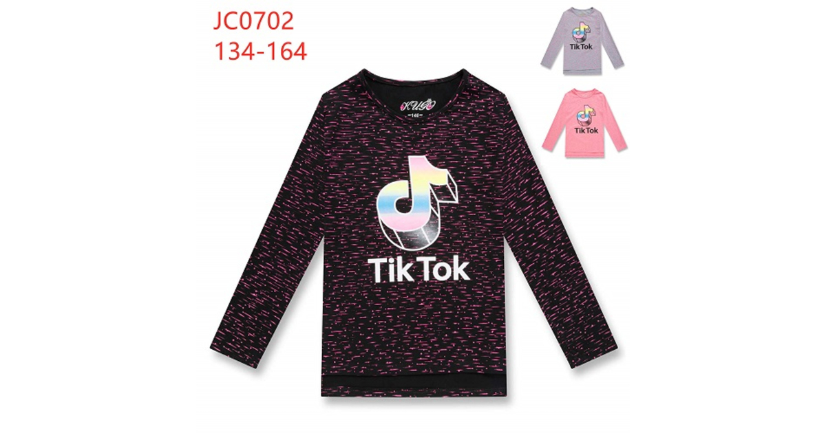 Dívčí tričko dlouhý rukáv nota TIK TOK Kugo -černá