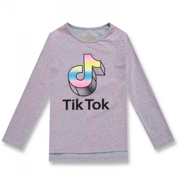 Dívčí tričko dlouhý rukáv nota TIK TOK Kugo - šedá