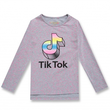 Dívčí tričko dlouhý rukáv nota TIK TOK Kugo - šedá