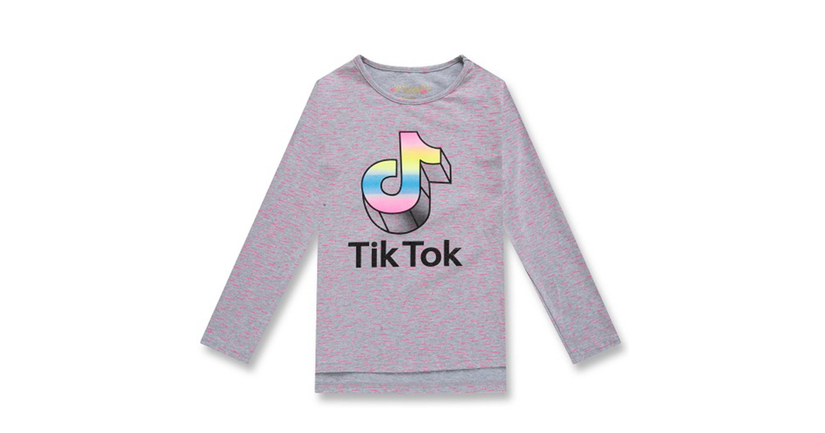 Dívčí tričko dlouhý rukáv nota TIK TOK Kugo - šedá