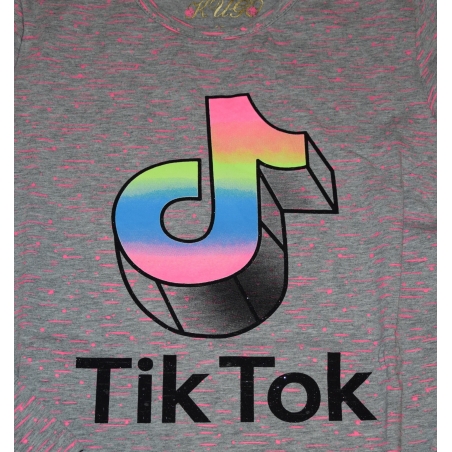 Dívčí tričko dlouhý rukáv nota TIK TOK Kugo - šedá
