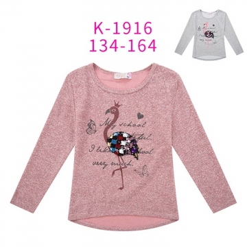 Dívčí triko svetřík úplet s flitry Kugo sv.šedá