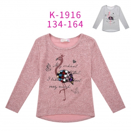 Dívčí triko svetřík úplet s flitry Kugo sv.šedá