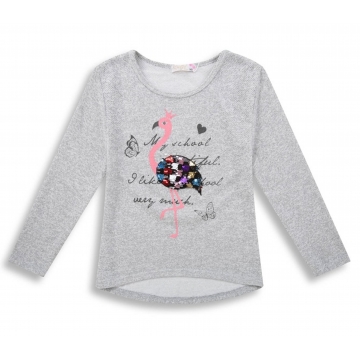 Dívčí triko svetřík úplet s flitry Kugo sv.šedá