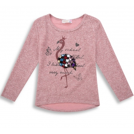 Dívčí úplet triko svetřík s flitry Kugo - růžová