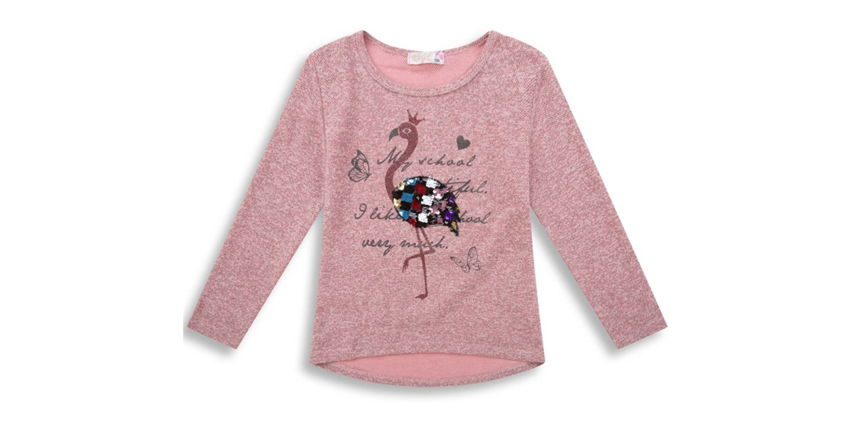 Dívčí úplet triko svetřík s flitry Kugo - růžová