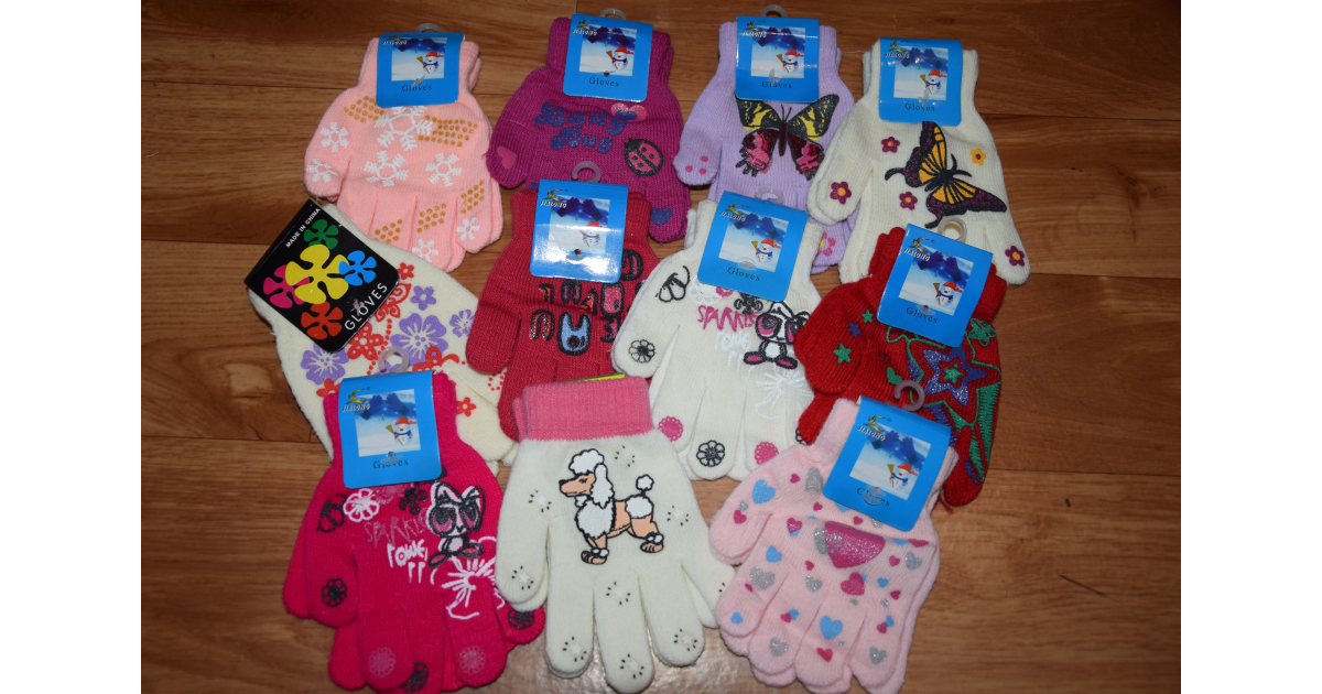 Dětské pletené rukavice vel.4 -8 let 13-14cm