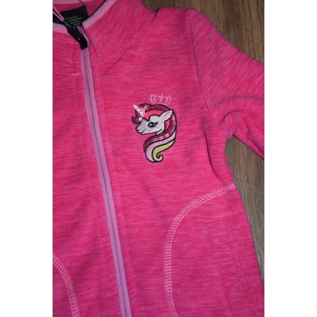 Dívčí fleecová mikina s koníčkem | Hřejivá melírovaná mikina pro holčičky