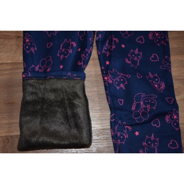 Dívčí zateplené legíny s kožíškem | Bambusové termo legíny