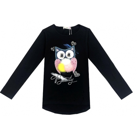 Dívčí tričko dlouhý rukáv SOVA 3D  černá