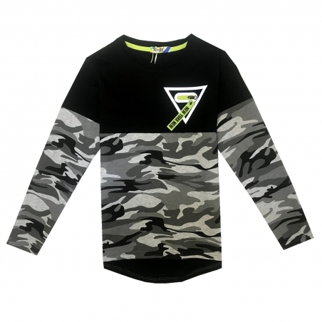 Chlapecké triko dlouhý rukáv  maskáč zip černá