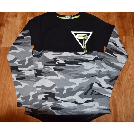 Chlapecké triko dlouhý rukáv  maskáč zip černá