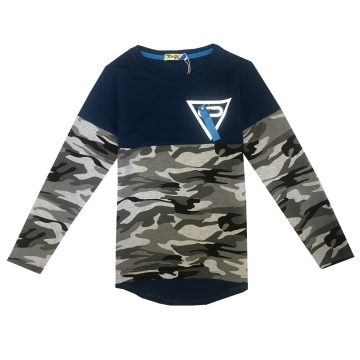 Chlapecké triko dlouhý rukáv maskáč  petrolejová