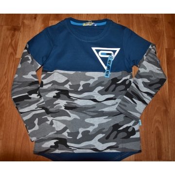 Chlapecké triko dlouhý rukáv maskáč  petrolejová