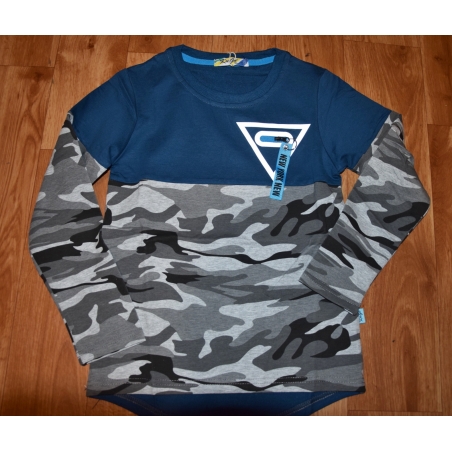 Chlapecké triko dlouhý rukáv maskáč  petrolejová