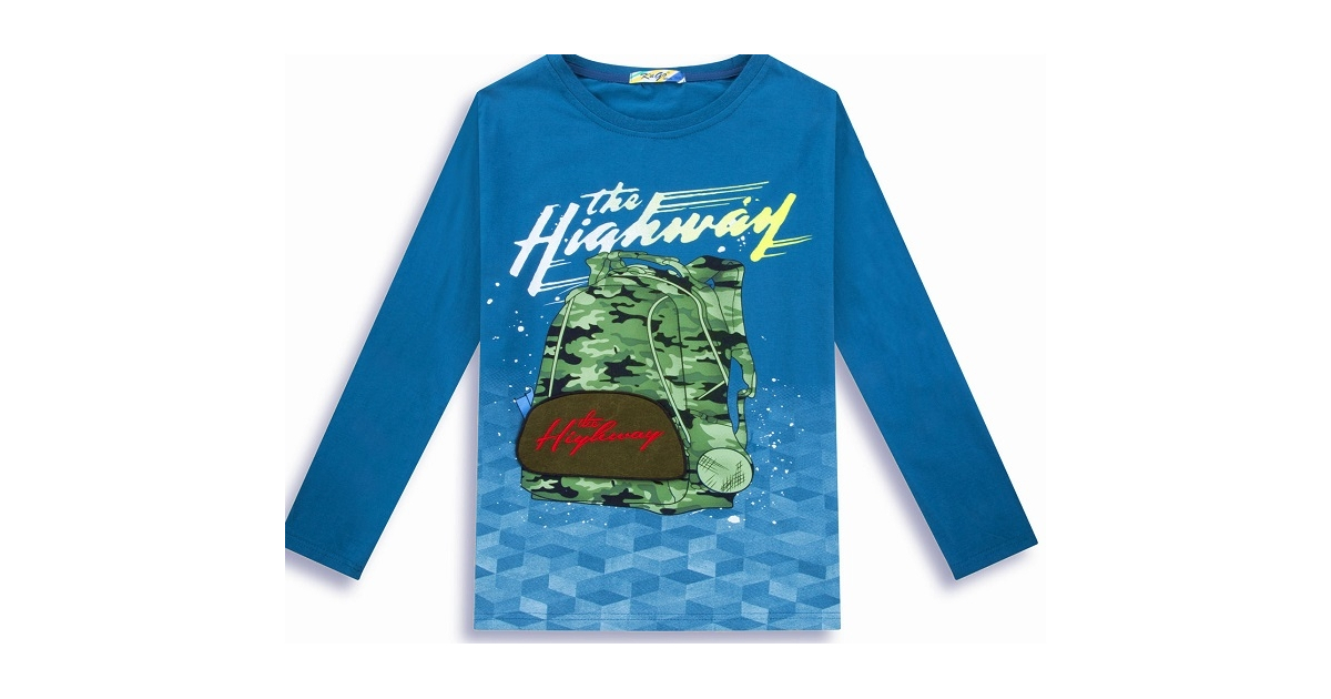 Chlapecké triko dlouhý rukáv 3D obrázek petrolejová