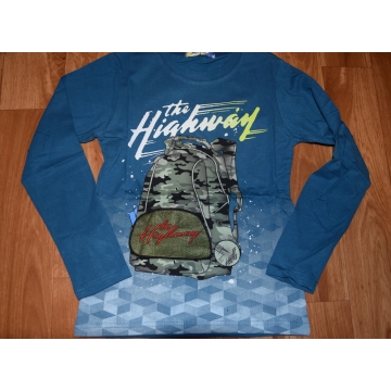 Chlapecké triko dlouhý rukáv 3D obrázek petrolejová