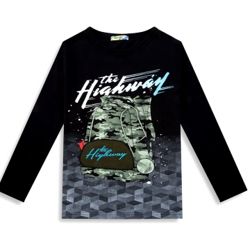 Chlapecké triko dlouhý rukáv  3D obrázek černá