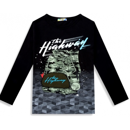 Chlapecké triko dlouhý rukáv  3D obrázek černá