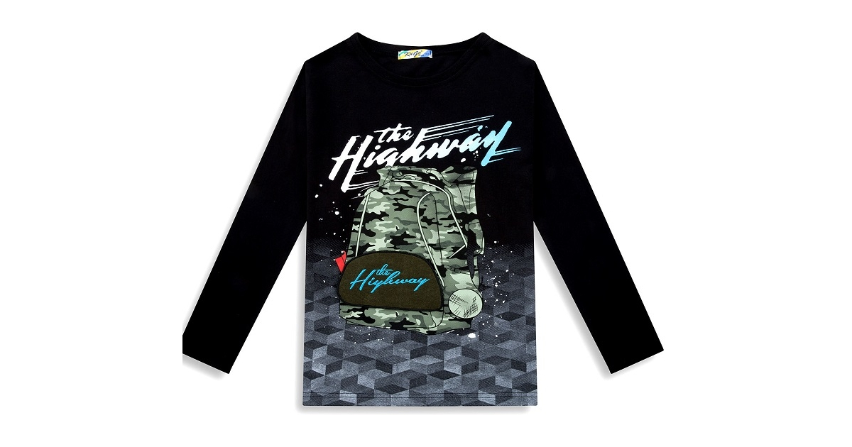 Chlapecké triko dlouhý rukáv  3D obrázek černá