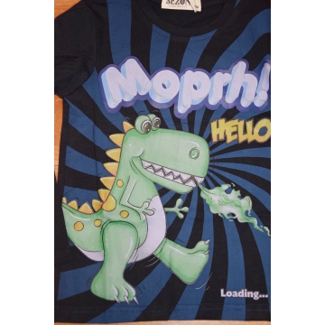 Chlapecké tričko dlouhý rukáv dinosaurus - tyrkysová