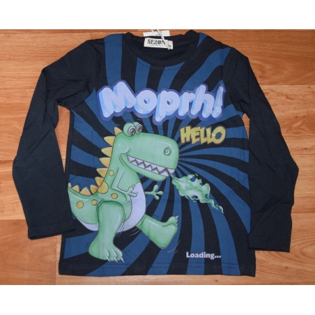 Chlapecké tričko dlouhý rukáv dinosaurus - černá