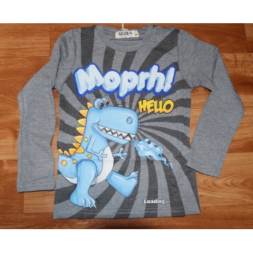 Chlapecké tričko dlouhý rukáv dinosaurus - šedá