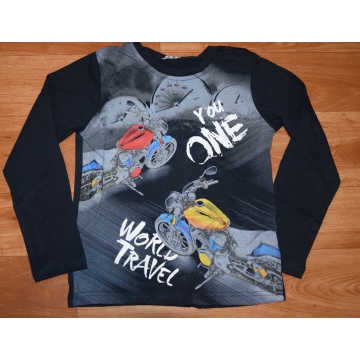 Chlapecké tričko dlouhý rukáv motorka černá