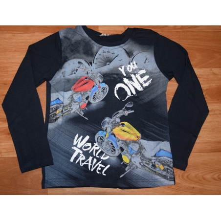 Chlapecké tričko dlouhý rukáv motorka černá
