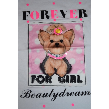 Dívčí letní tričko pejsek Jorkšír bílá