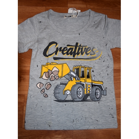 Chlapecké letní tričko bagr nakladač šedá