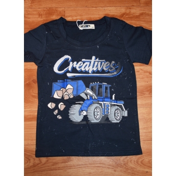 Chlapecké letní tričko bagr - nakladač tm.modrá