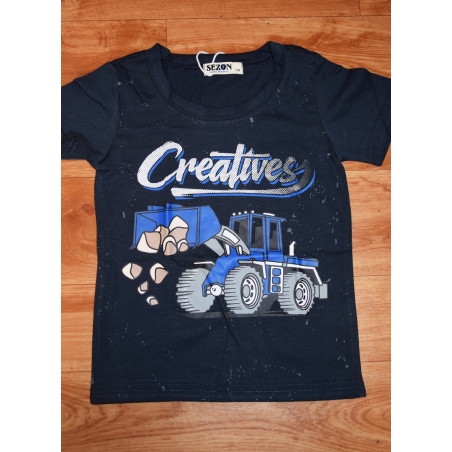 Chlapecké letní tričko bagr - nakladač tm.modrá