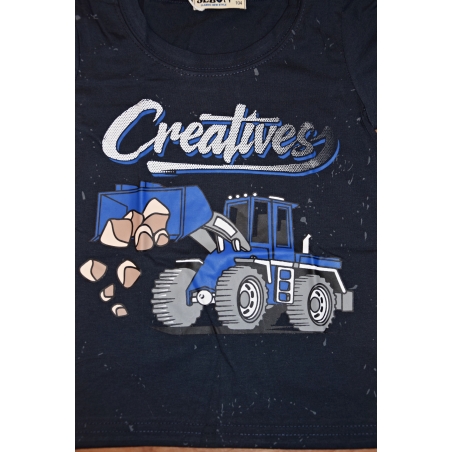Chlapecké letní tričko bagr - nakladač tm.modrá