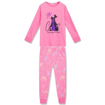 Dívčí pyžamo s kočičkami | Třpytivý motiv | 100% bavlna