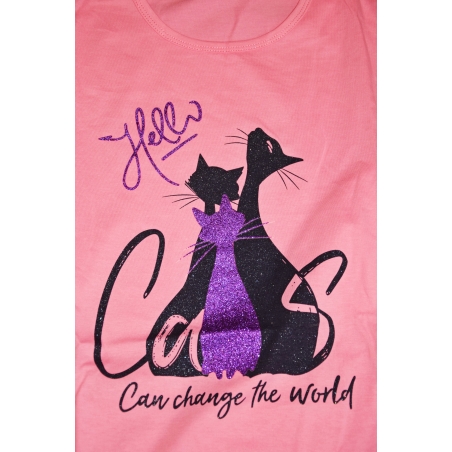 Dívčí pyžamo s kočičkami | Třpytivý motiv | 100% bavlna