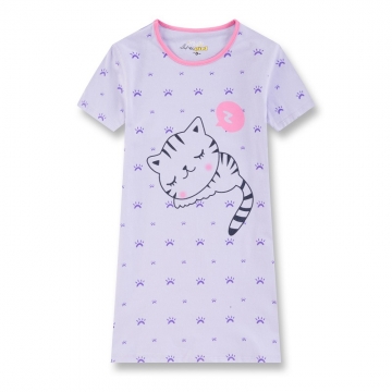 Dívčí noční košilka s kočičkou | 100% bavlna | Pohodlí pro sladké sny