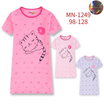 Dívčí noční košilka s kočičkou | 100% bavlna | Pohodlí pro sladké sny