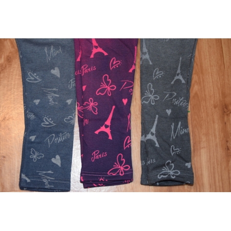Dívčí zateplené legíny s kožíškem | Motiv Paříže | Bavlna