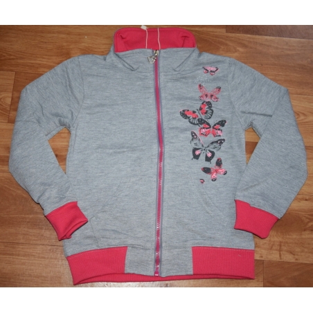Dívčí tepláková mikina s motýlky | 100% bavlna, zip