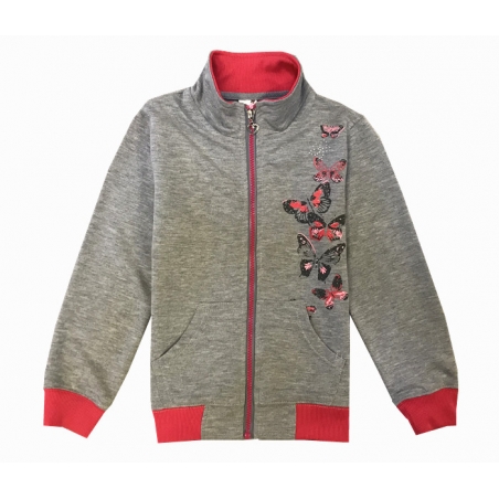 Dívčí tepláková mikina s motýlky | 100% bavlna, zip
