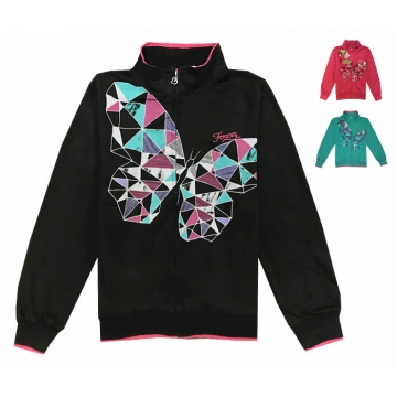 Dívčí tepláková mikina s motýlem | 100% bavlna, třpytky & zip | Pohodlí pro malé slečny