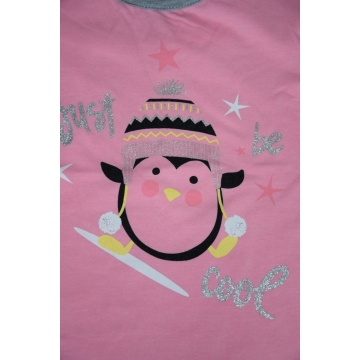 Dívčí pyžamo Kugo s tučňákem | Bavlněné, s třpytkami